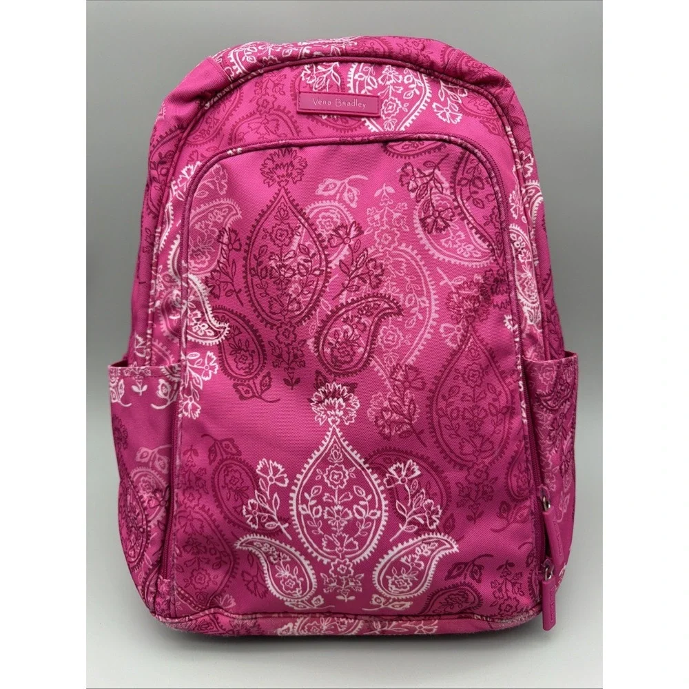 VERA BRADLEY Lighten Up Laptop Backpack Stamped Paisley Travel Bag College Work